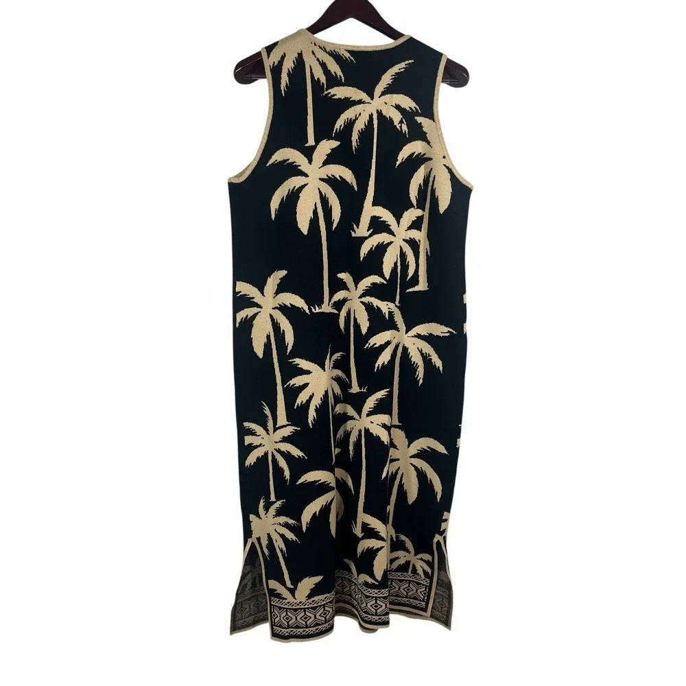 NWT‎ J McLaughlin Dani Jacquard Knit Dress XL Sleeveless Maxi Sheath Palm Trees